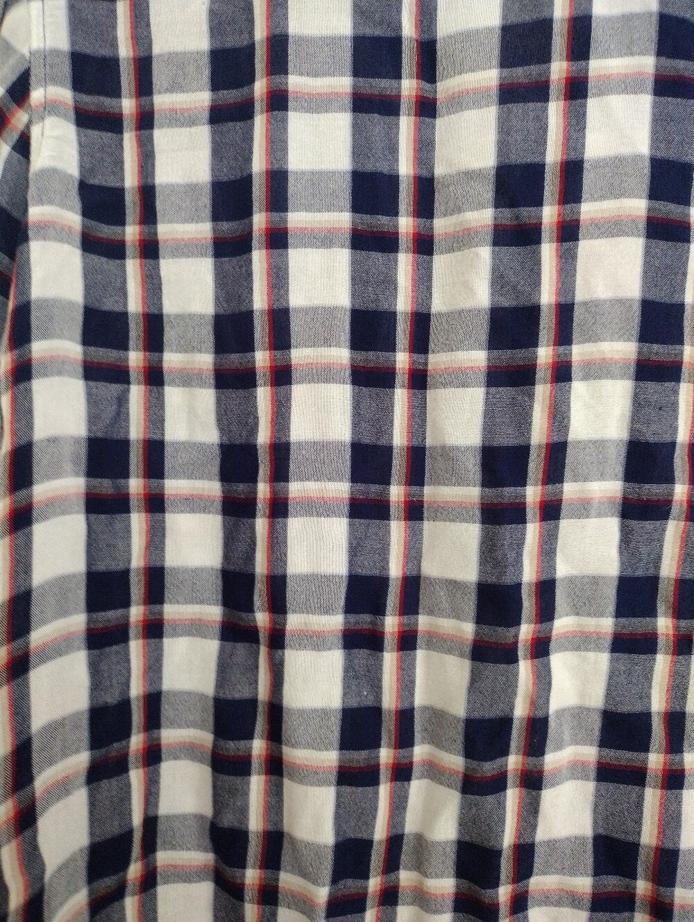 Hester & Orchard Anthropologie Plaid Rayon Button-Up Shirt Navy White Red Medium - Picture 10 of 11